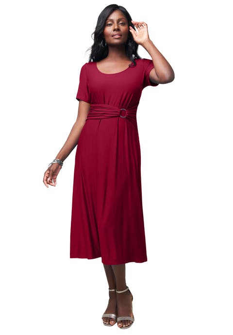 Buckle Midi Dress (Plus)