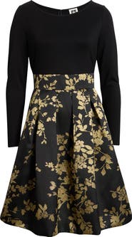 Anne Klein Pleated Jacquard Skirt Dress