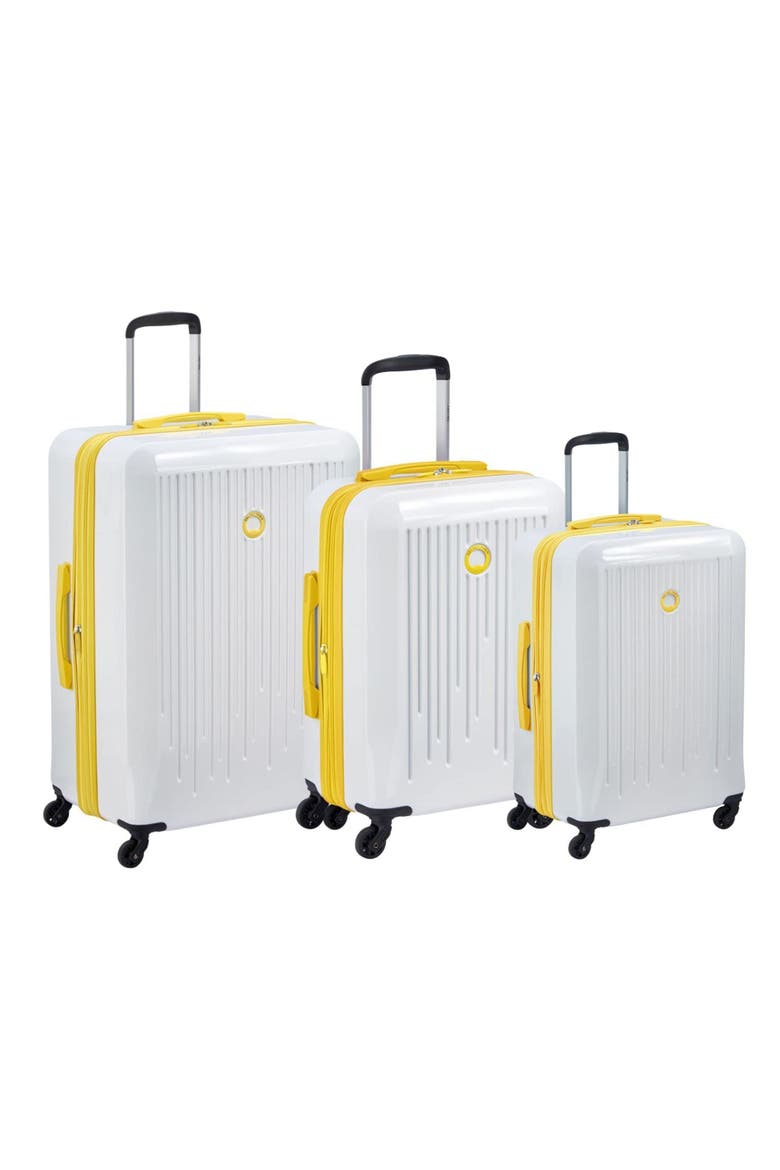 Christine Hardside Expandable (19"/25"/30") 3 Piece Spinner Luggage Set, Main, color, White/Yellow
