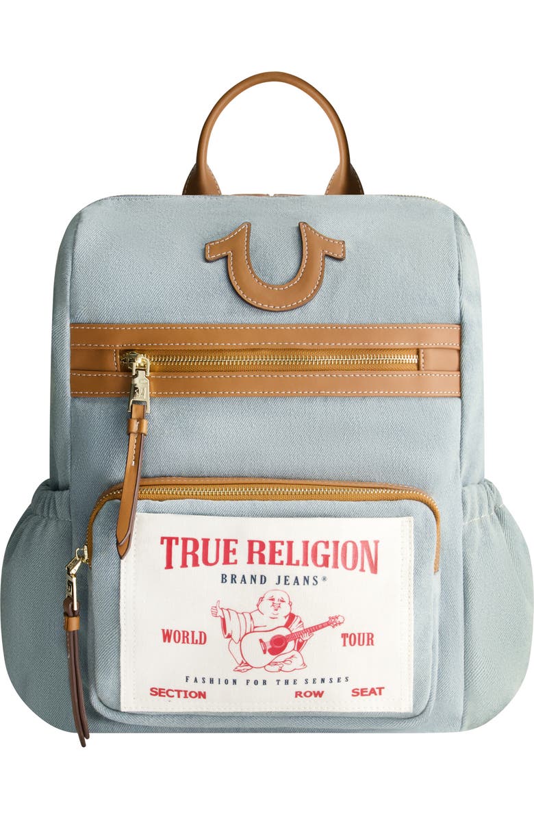 True Religion Buddha Pocket Denim Backpack, Main, color, Denim