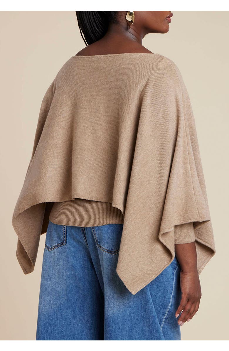 ELOQUII Layered Cape Sweater, Alternate, color, Warm Cream