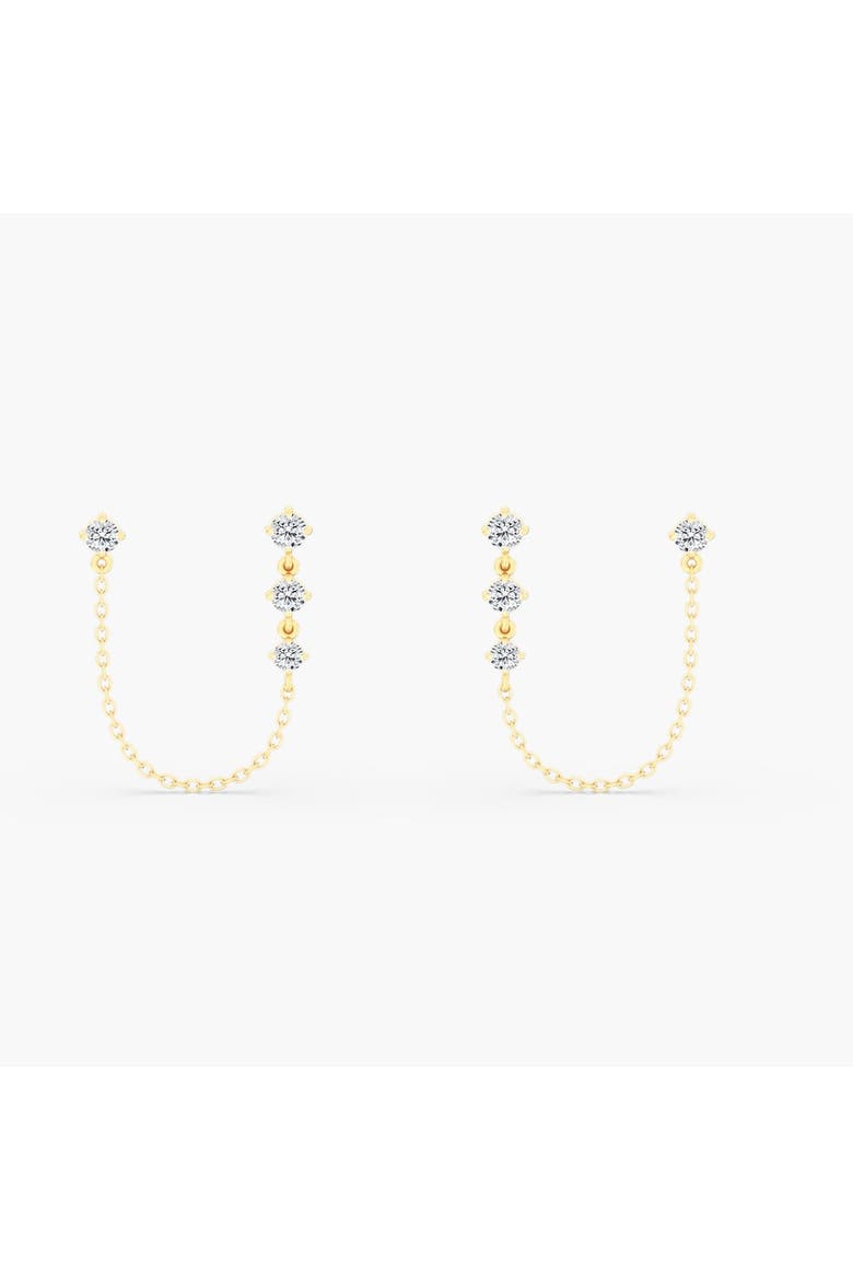 Starlight Double Piercing Lab Diamond Studs in 14K Gold, Main, color, Yellow Gold