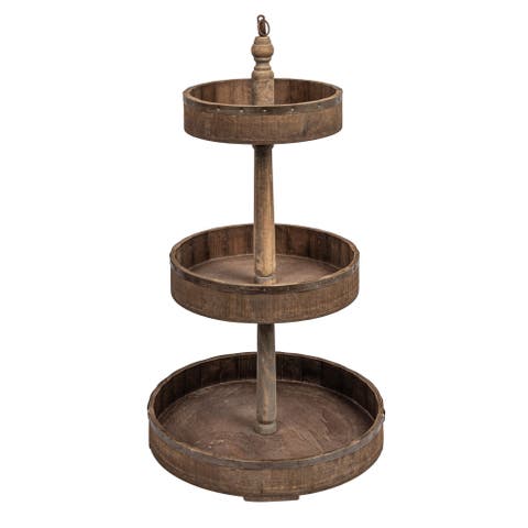 Decorative Wood & Tin 3-Tier Tray