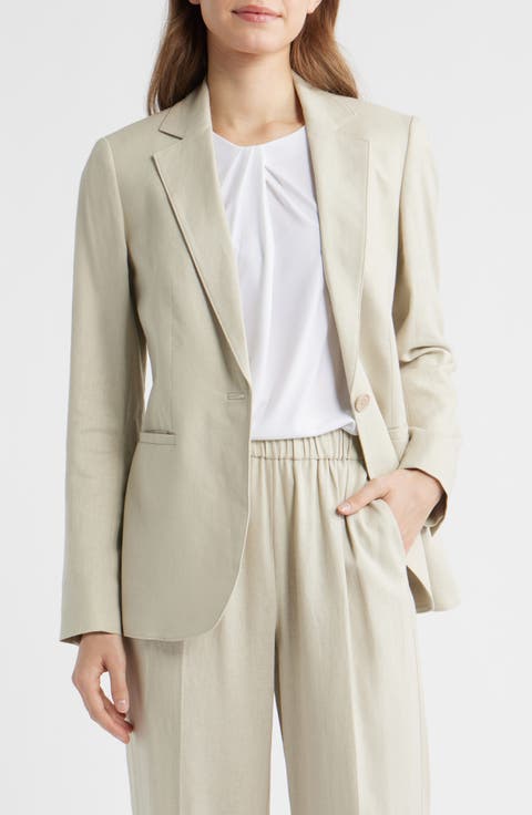 One-Button Linen Blend Blazer