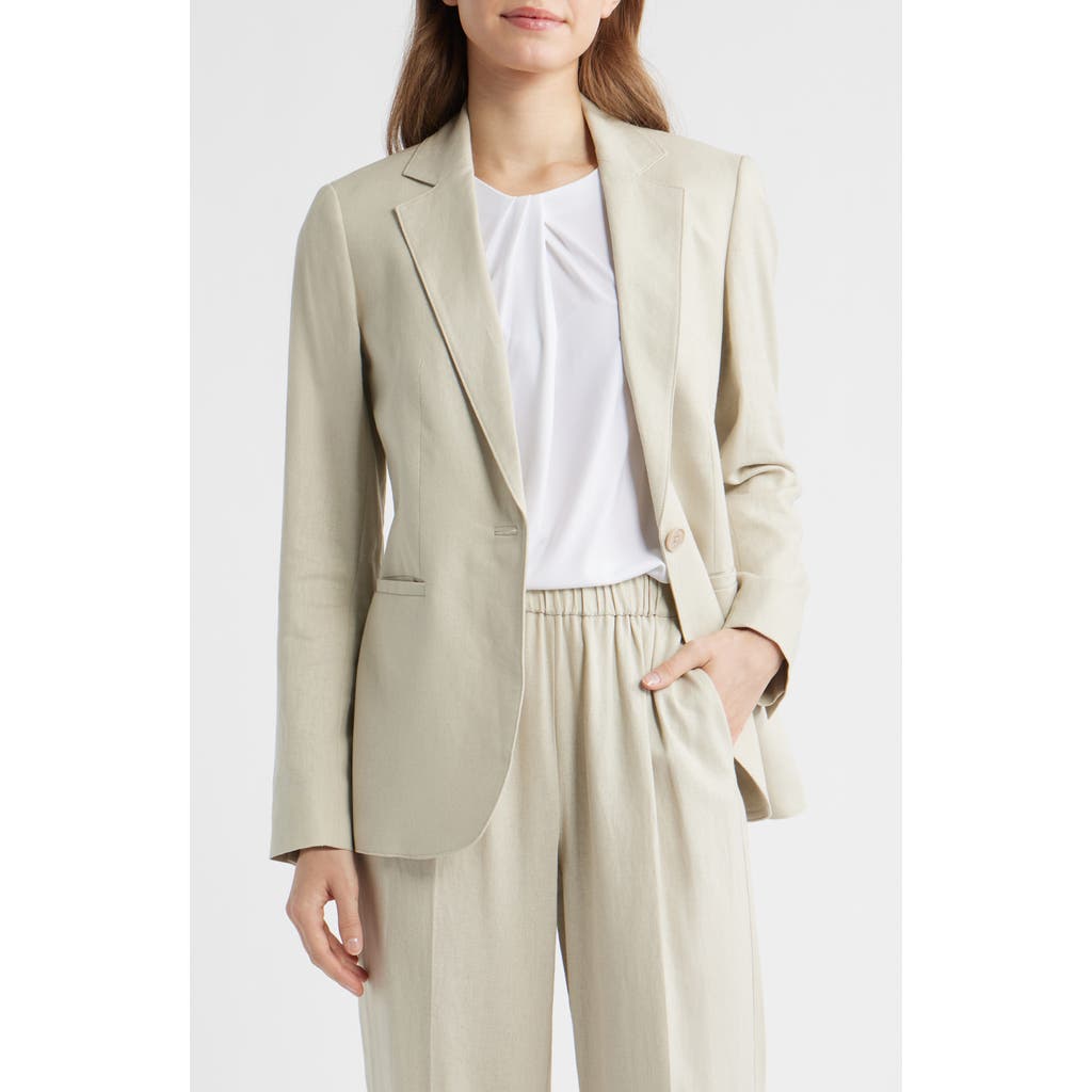 Anne Klein One-Button Linen Blend Blazer in Light Sandstone at Nordstrom, Size 12