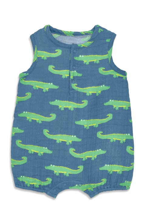 Baby Cotton Gauze Bubble Shortie In Seasonal Prints
