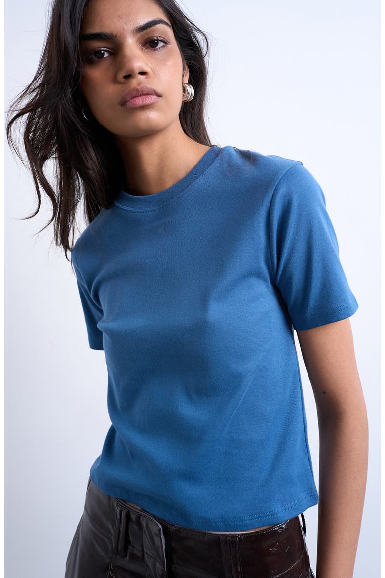 Everyday Shrunken Cotton T-Shirt, Alternate, color, MEDIUM BLUE