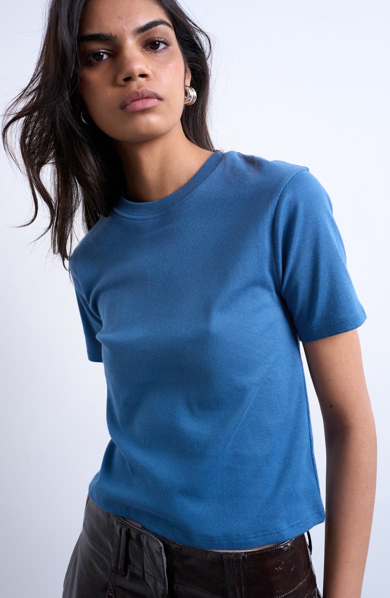 Topshop Everyday Shrunken Cotton T-Shirt, Alternate, color, Medium Blue