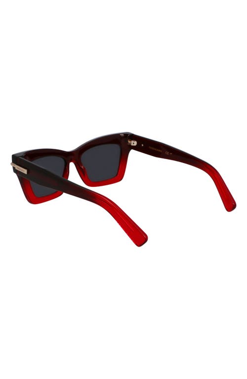Ferragamo Prisma 52mm Modified Rectangular Sunglasses In Gradient Dark Red Transparent