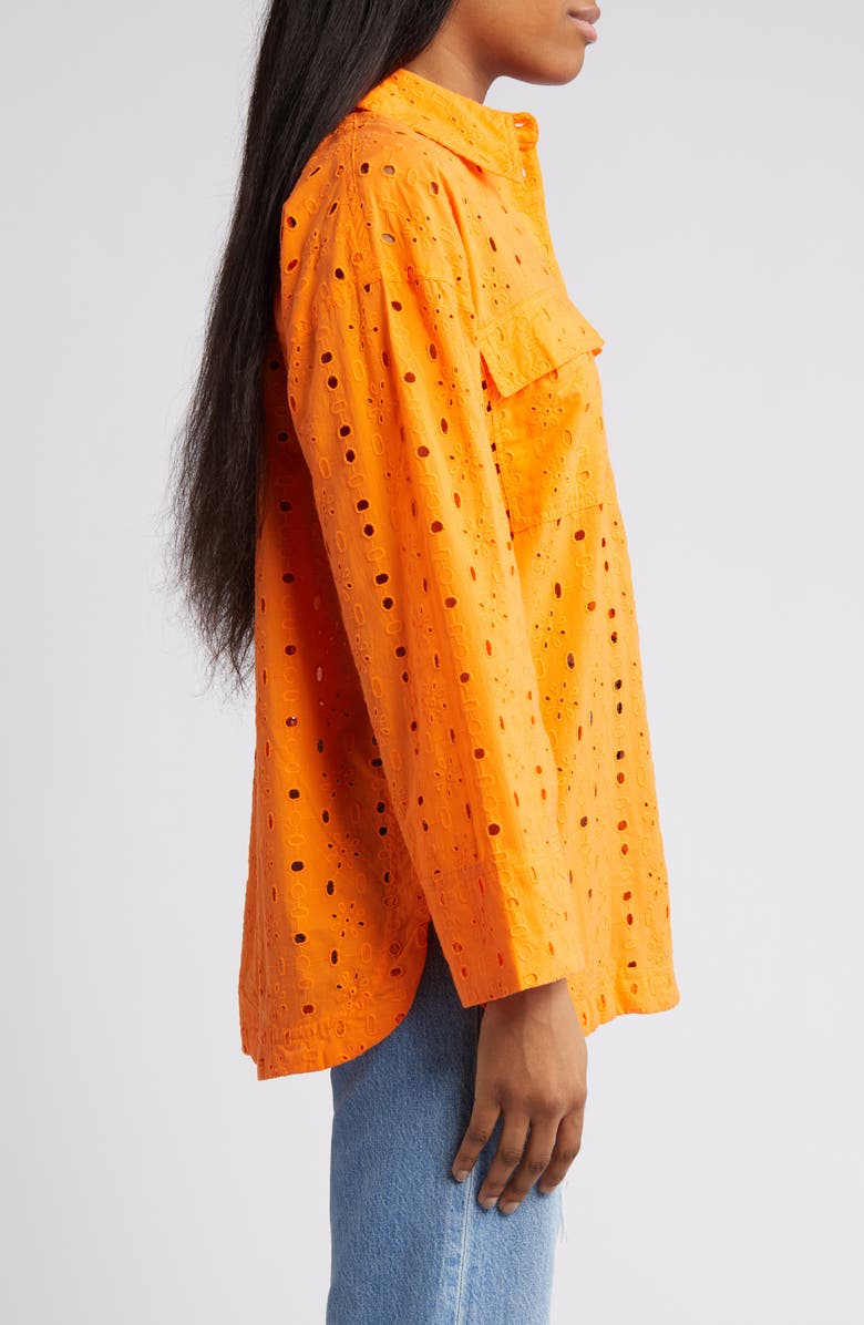 ASOS DESIGN Relaxed Fit Broderie Anglaise Button-Up Shirt, Alternate, color, 