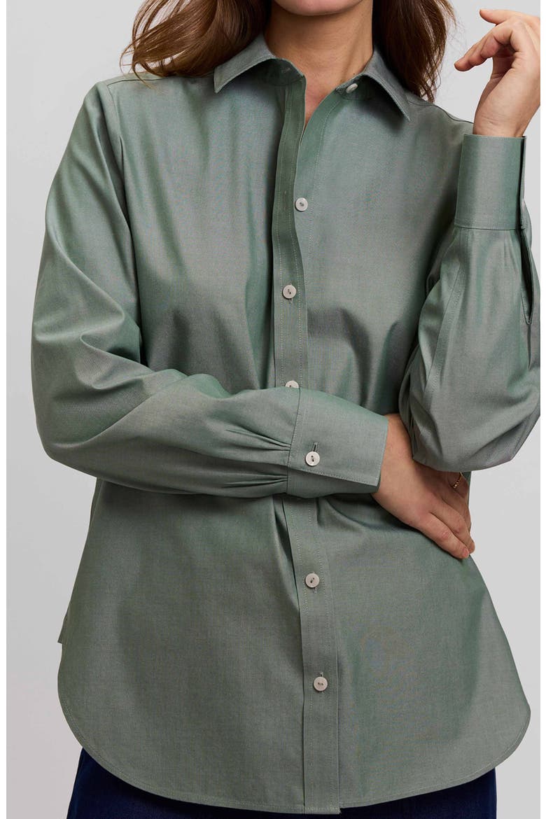 Meghan Solid Cotton Button-Up Shirt, Alternate, color, SOFT OLIVE GREEN
