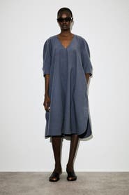 COS Rounded V-Neck Cotton Midi Dress