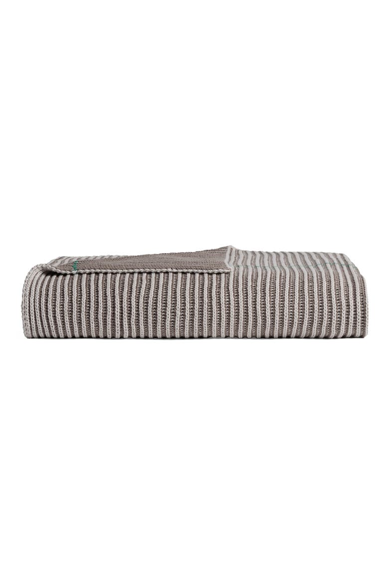 Two-Tone Organic Cotton Rib Throw Blanket, Alternate, color, BONE/ WARM GREY