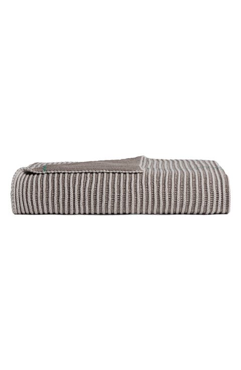 Organic Cotton Two-Tone Rib Knit Throw
