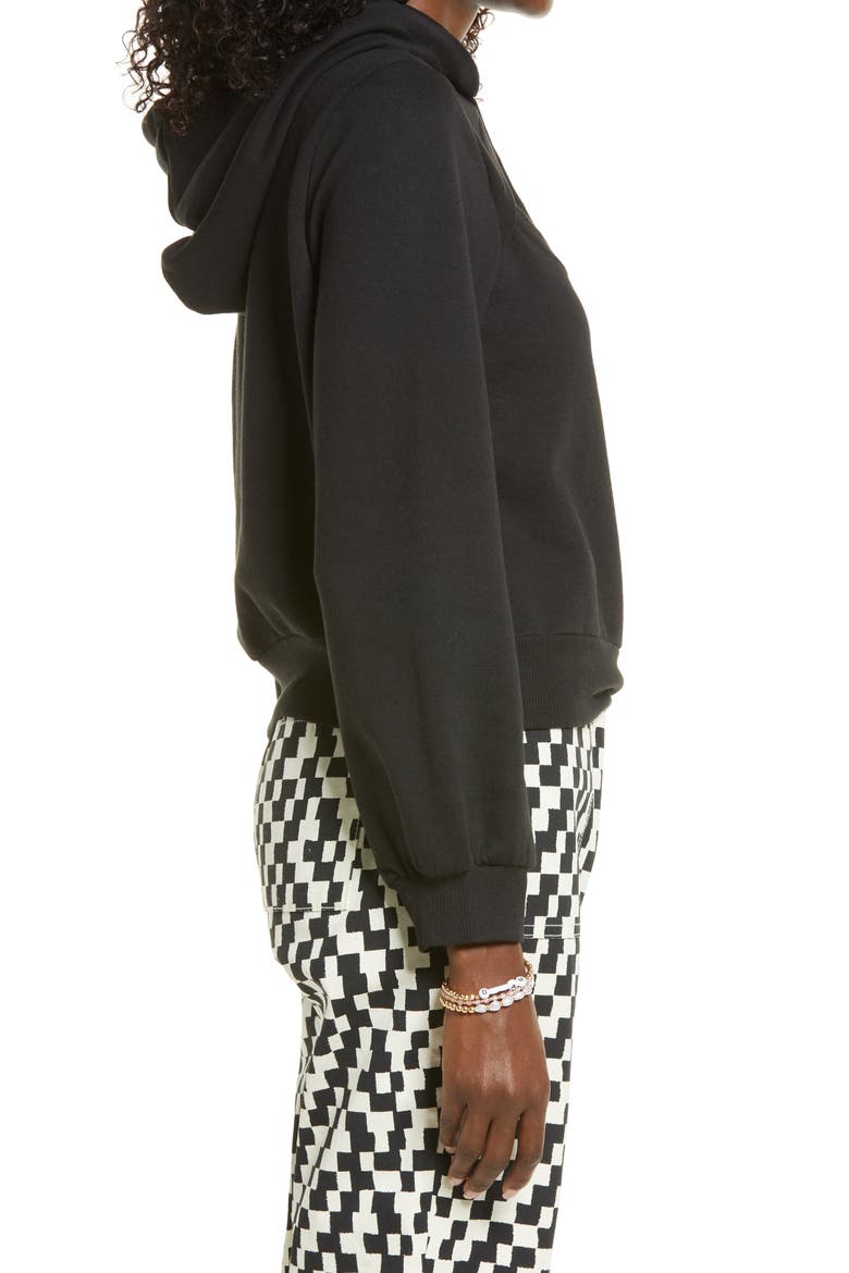 Women's Fitted Peekaboo Hoodie, Alternate, color, BLACK