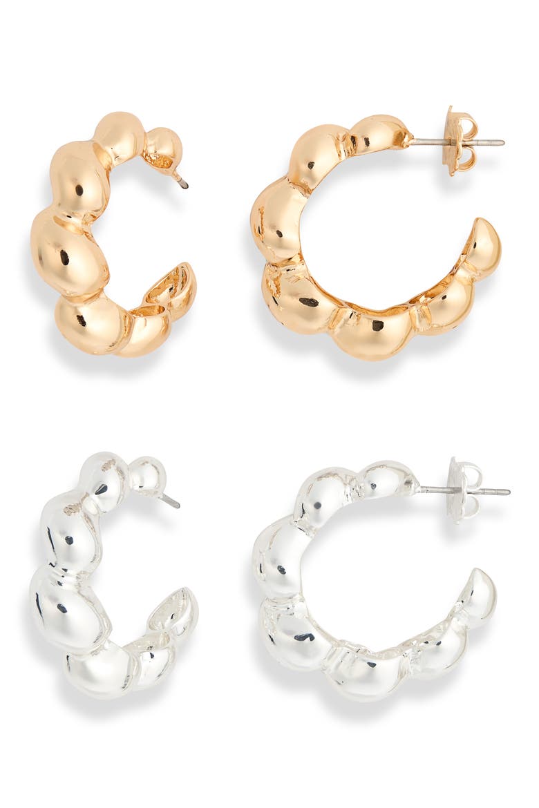 2-Pack Orb Hoop Earrings, Main, color, GOLD- SILVER