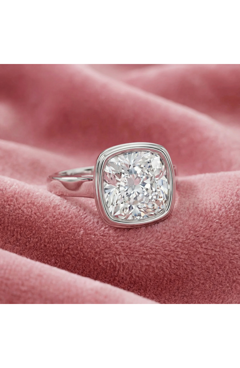 Bliss Diamond Ceritifed 4Ct Eloise Cushion Cut Bezel Set Diamond Engagement Ring 14k Gold Lab, Alternate, color, 14K White Gold