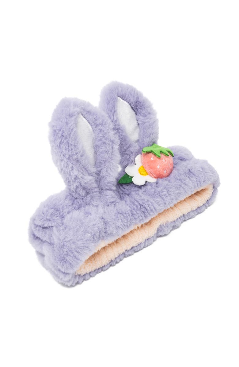 Puttisu 2pc Plush Spa Headband Set, Alternate, color, Bunny Heart Set - Purple/Pink