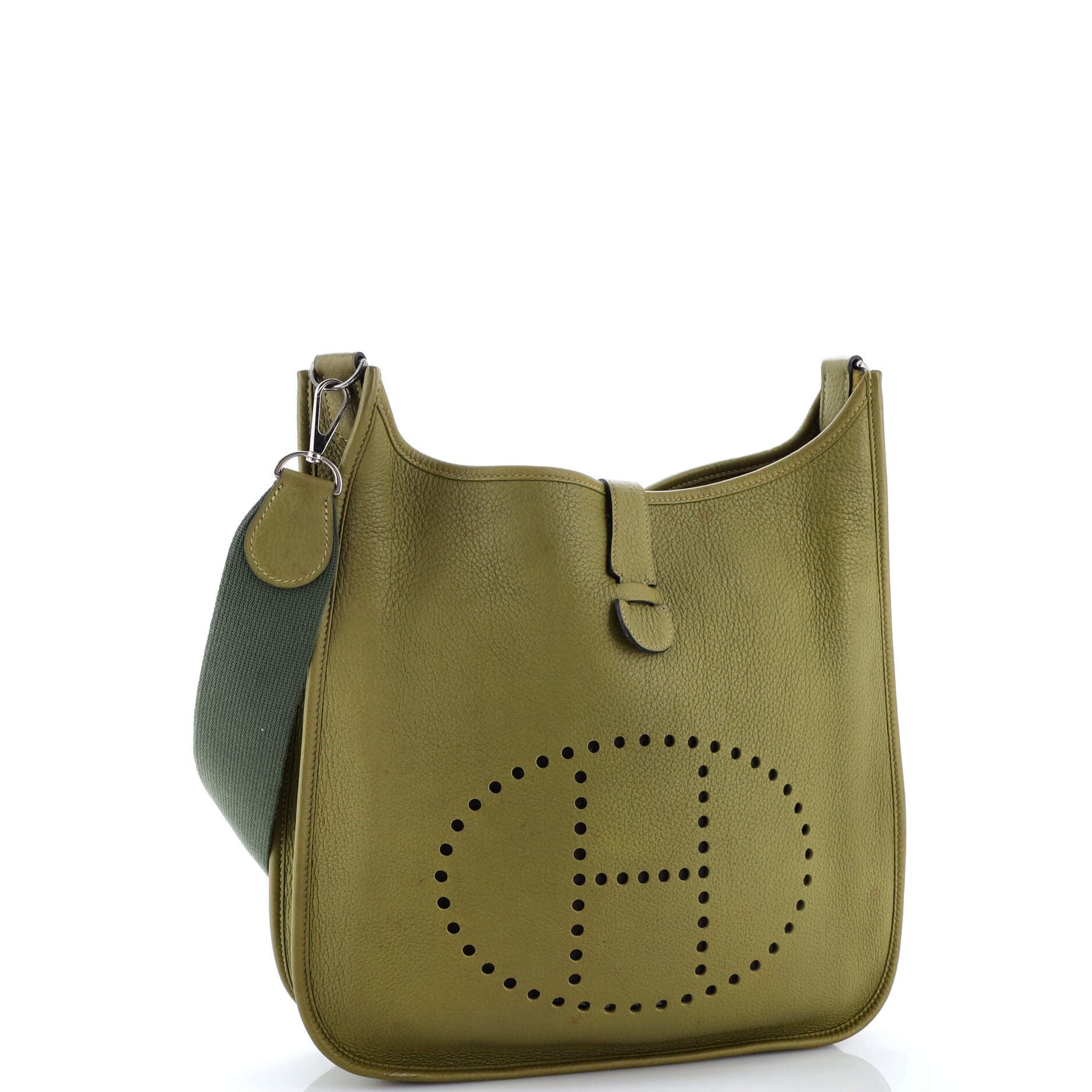 Pre-Owned Hermes Evelyne Bag Gen II Clemence GM, Alternate, color, Vert Chartreuse