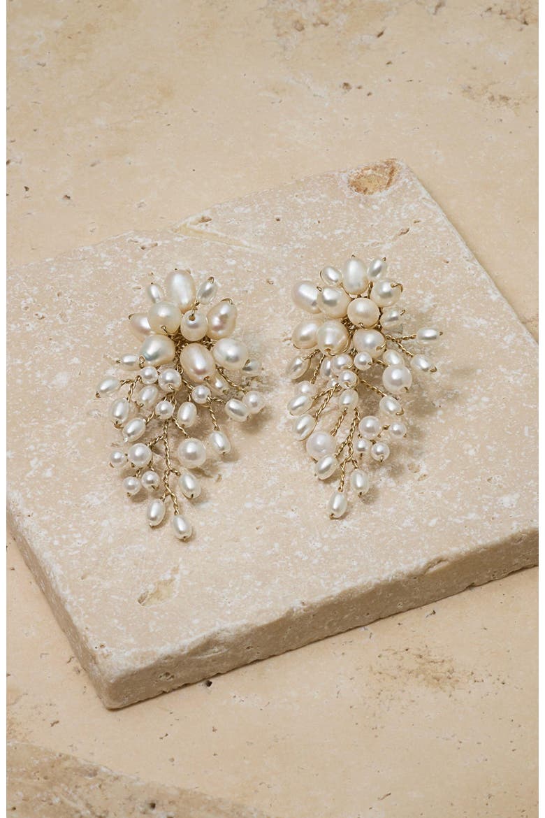 Moore Freshwater Pearl Earrings, Alternate, color, Gold