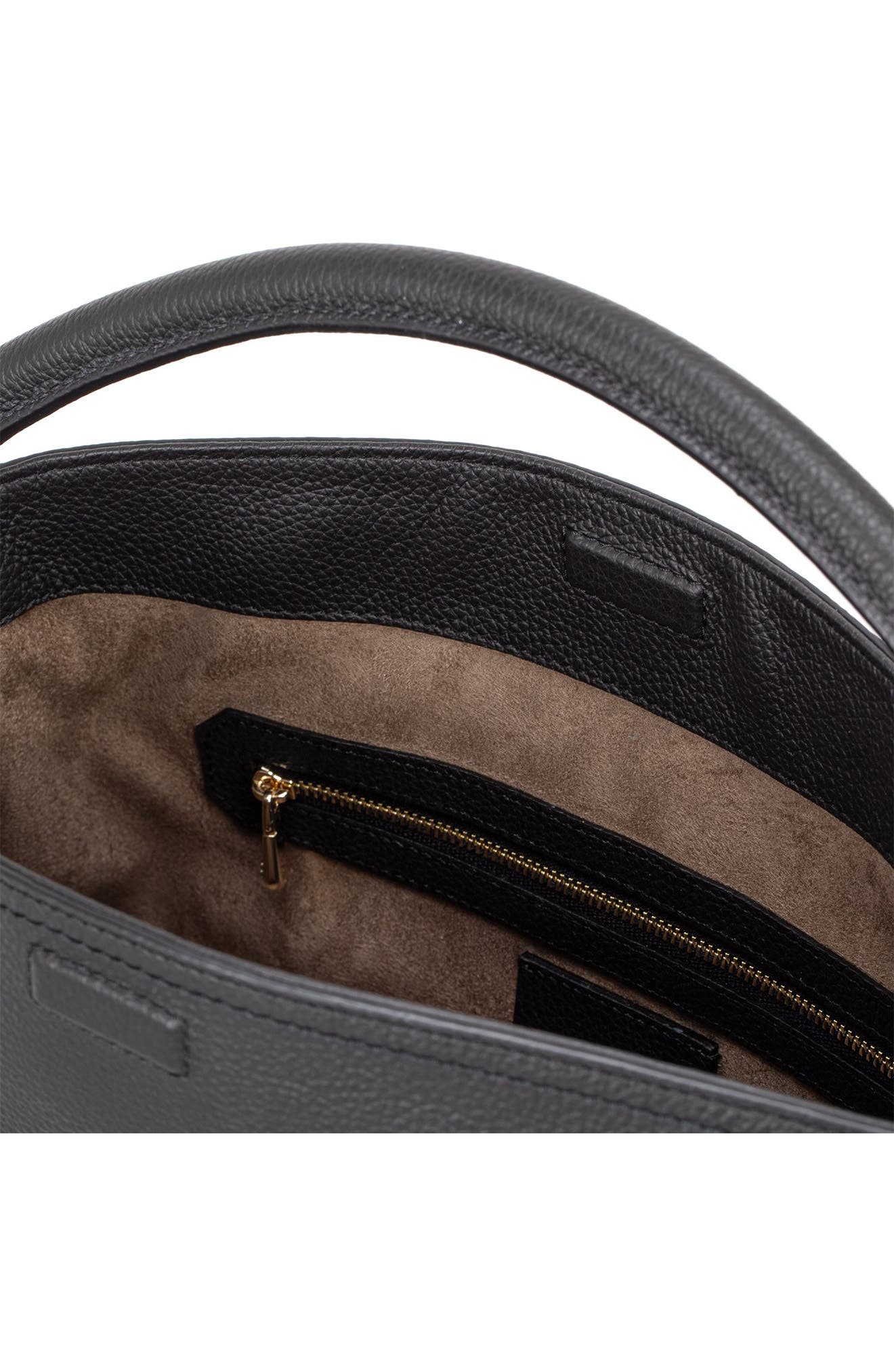 HUGO Lenah Leather Shoulder Bag, Alternate, color, Black