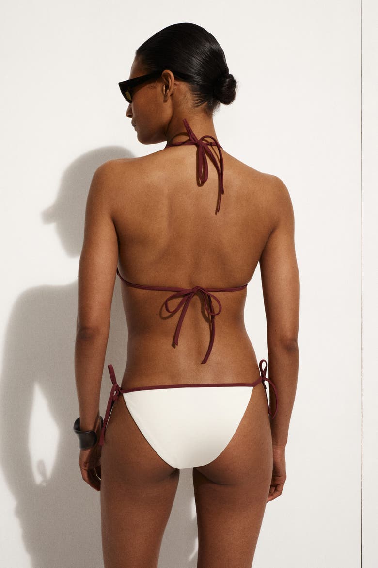 Contrast-trimmed Tie-side Bikini Briefs, Alternate, color, WHITE / RED