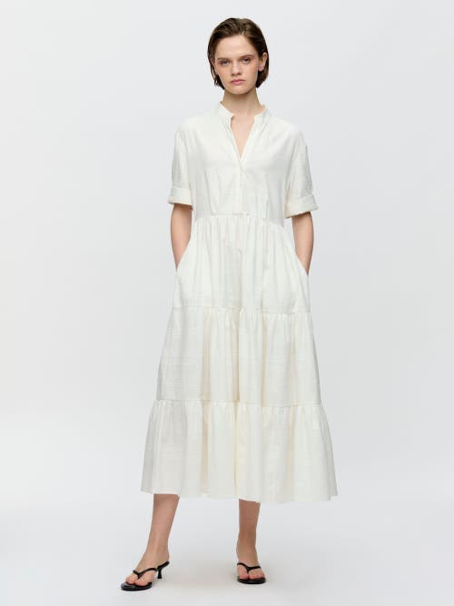 Callas Milano Sardinia Tiered Cotton Midi Dress In White