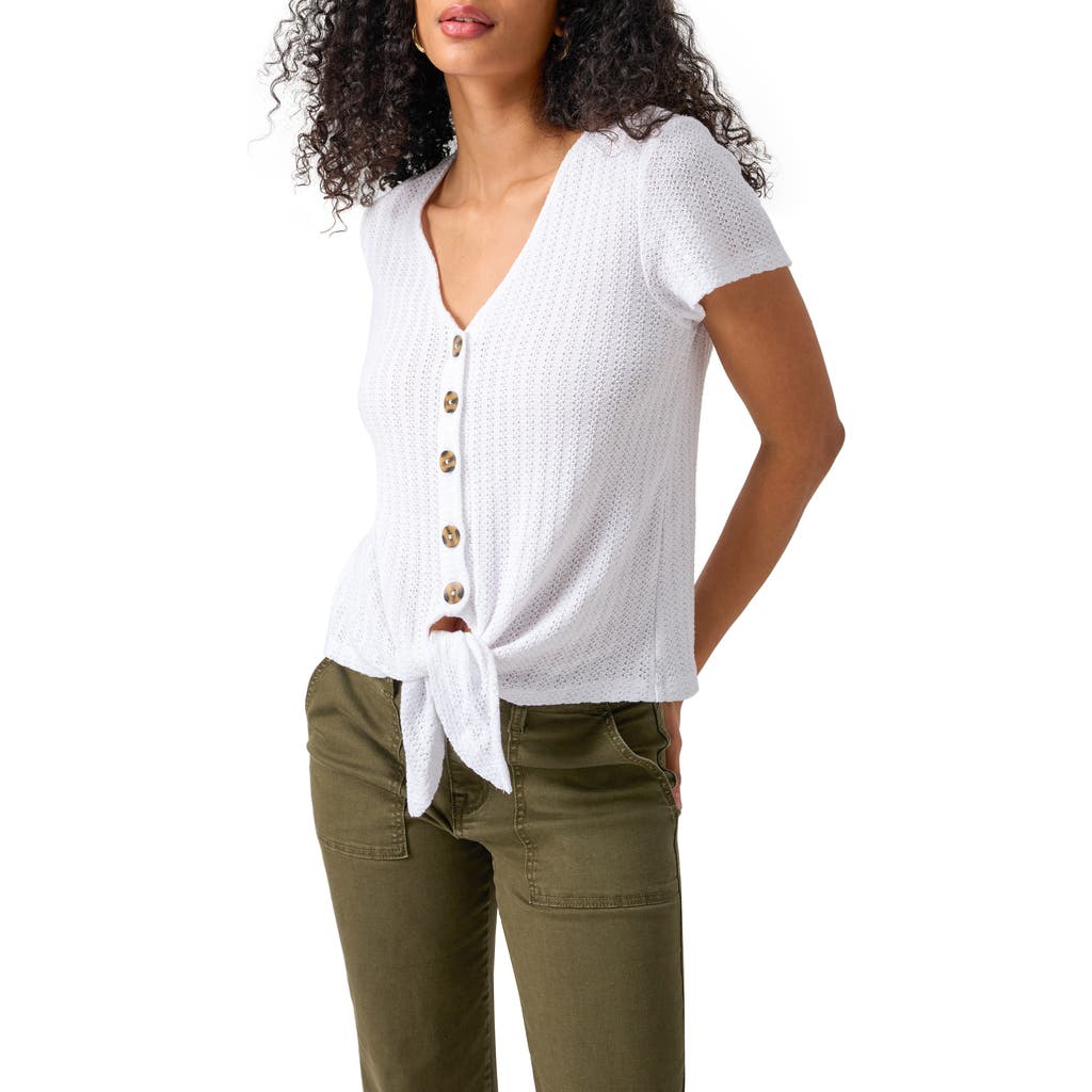 Sanctuary By My Side Tie Hem Pointelle Top In White