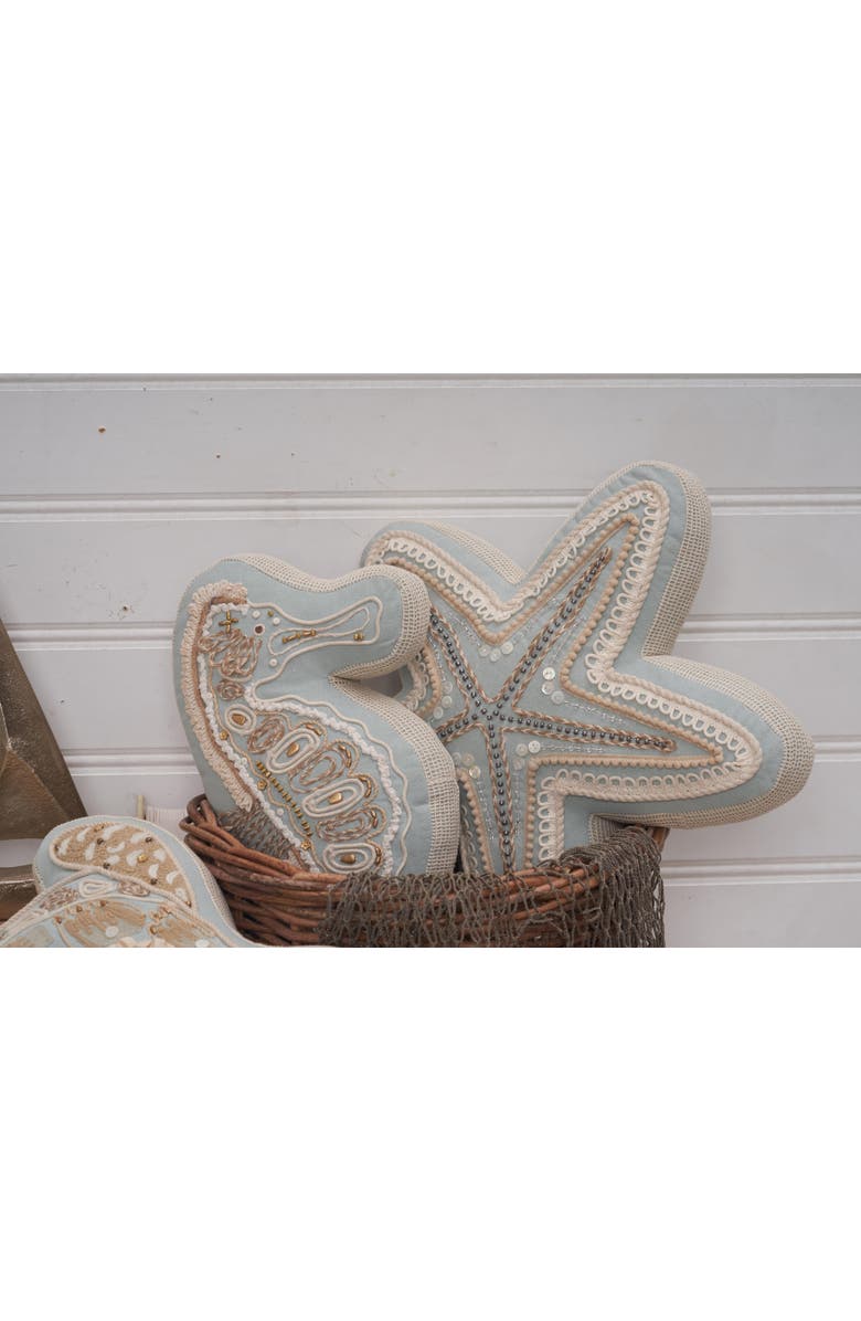 C&F Home Beaded Seahorse Coastal Embellished Accent Shaped Pillow, Alternate, color, Brown