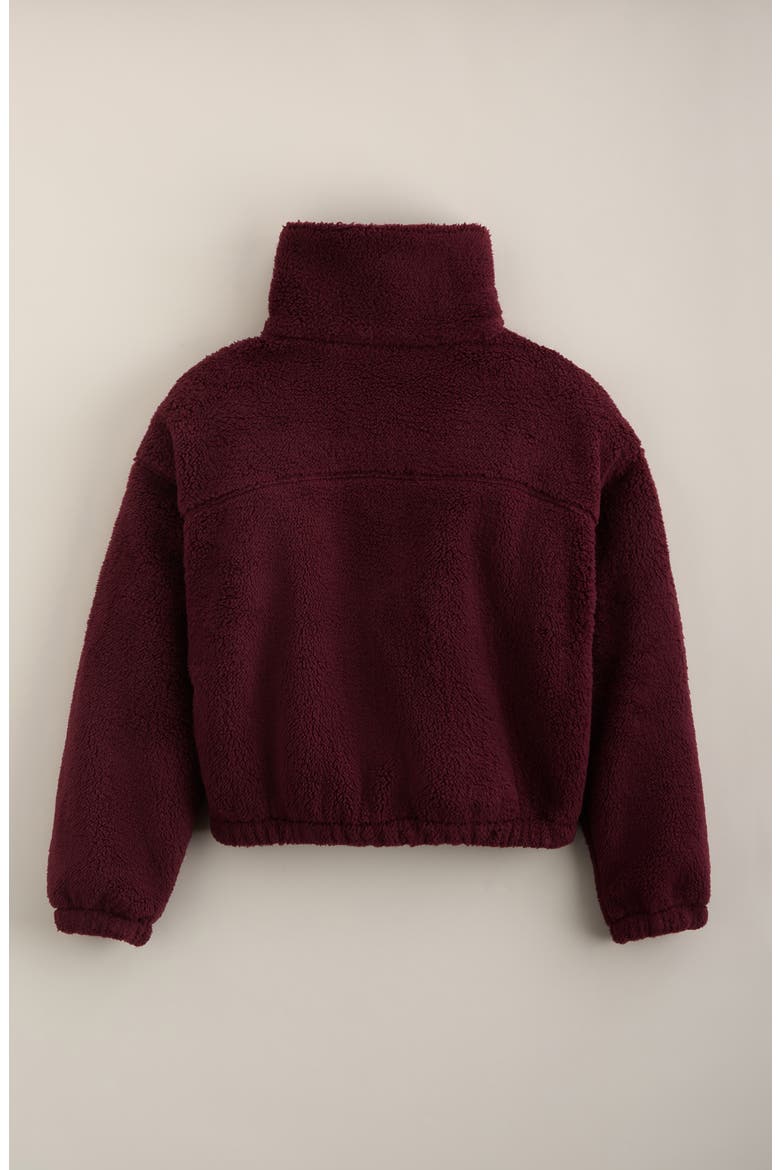 Kids' Fluffy Fleece Jacket, Alternate, color, BURGUNDY STEM