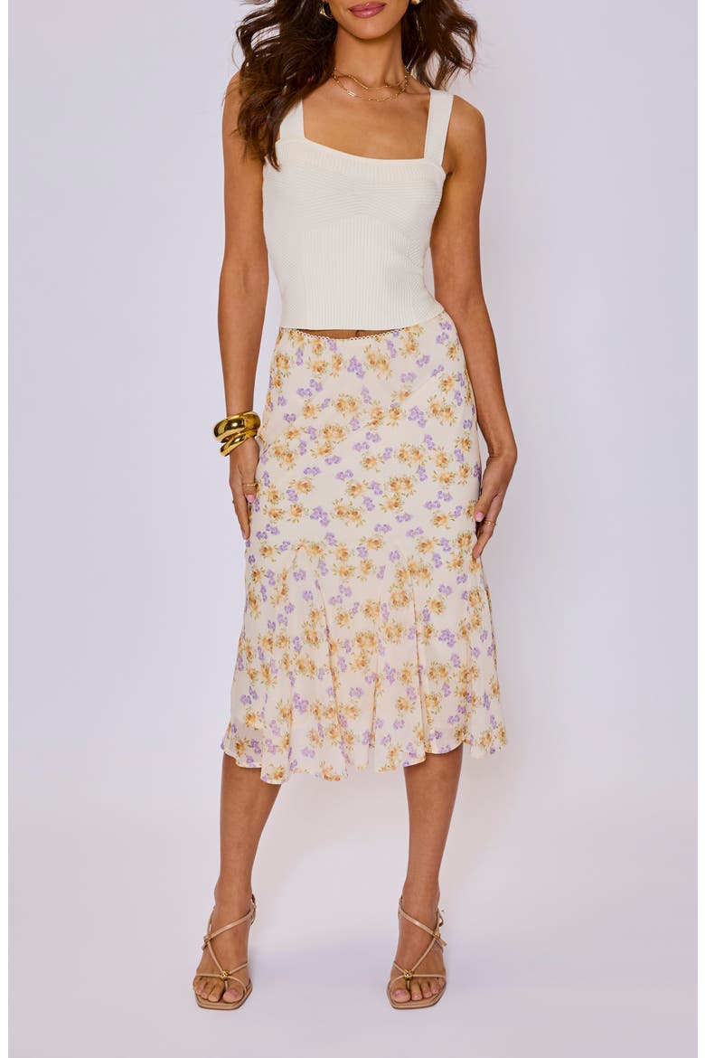Honey Hues Floral Midi Skirt, Alternate, color, CREAM MULTI