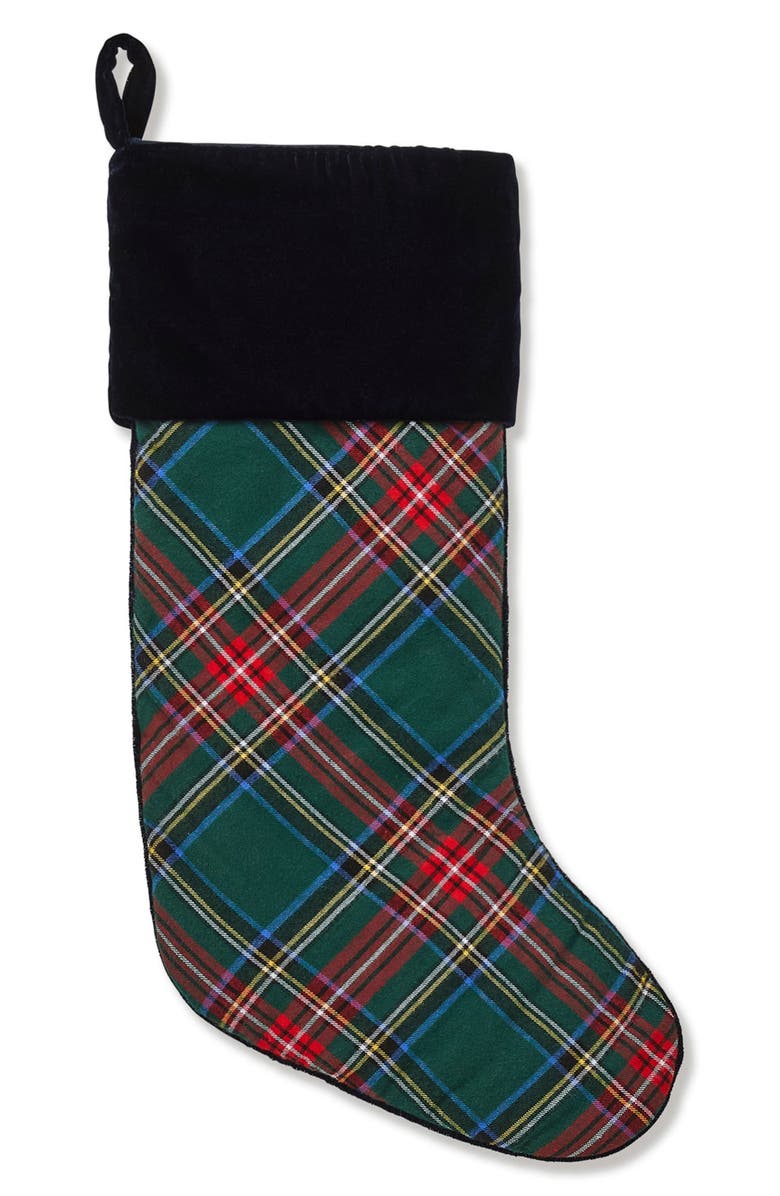 Petite Plume Kensington Tartan Stocking, Main, color, Green