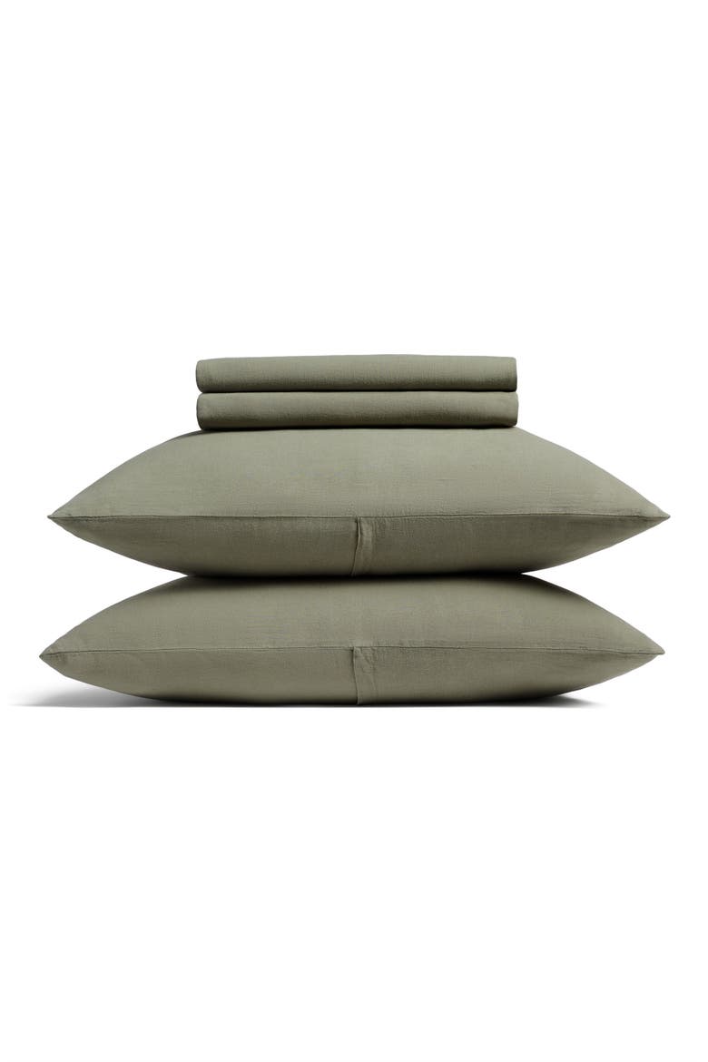 Linen Sheet Set, Main, color, MOSS