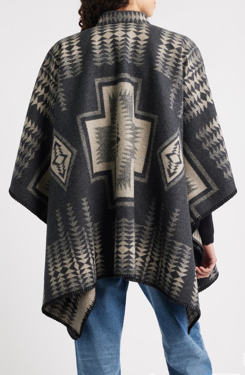 Pendleton Harding Jacquard Virgin Wool Poncho, Alternate, color,