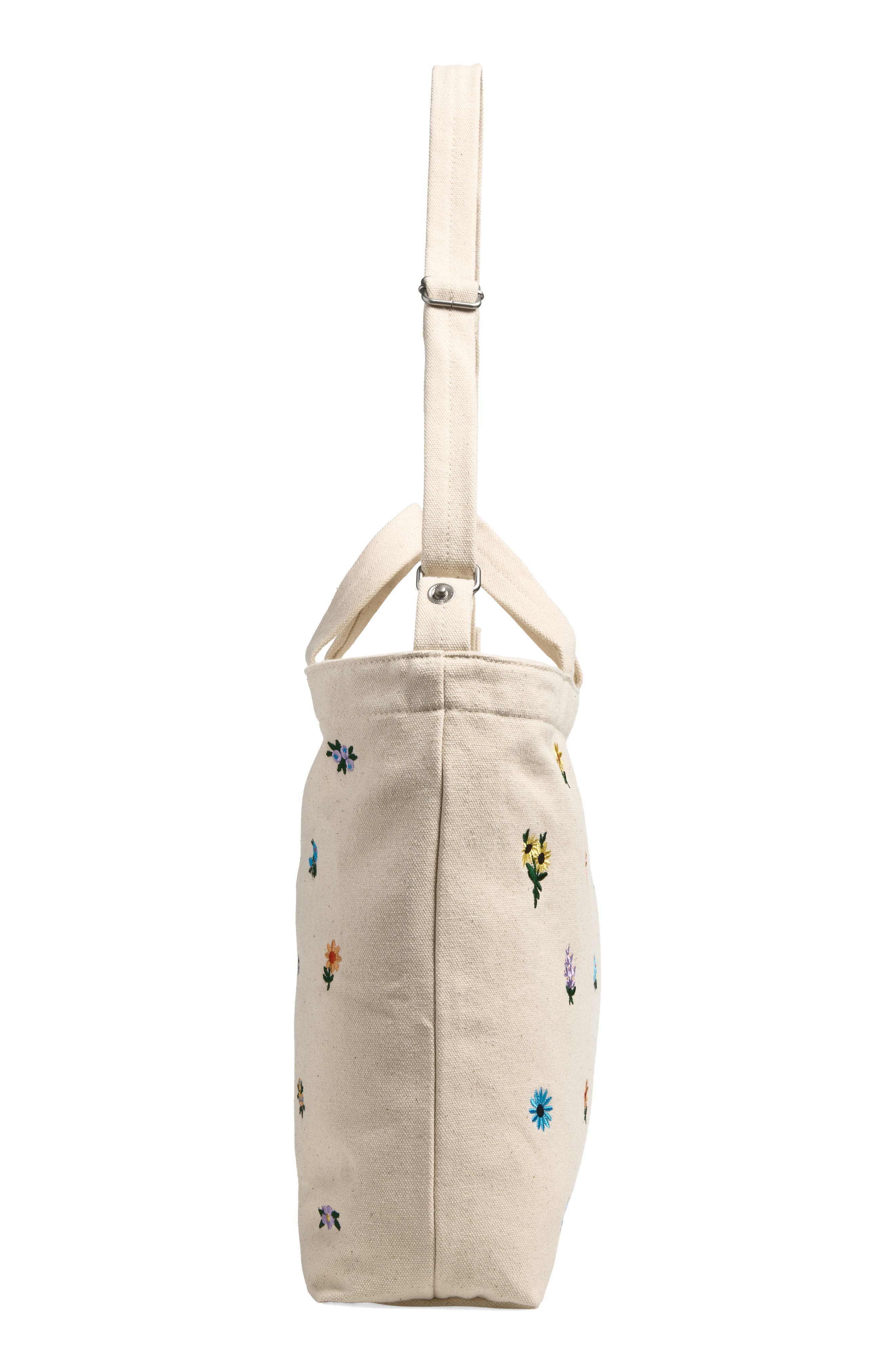 Duck Horizontal Zip Recycled Canvas Tote, Alternate, color, EMBROIDERED DITSY FLORAL