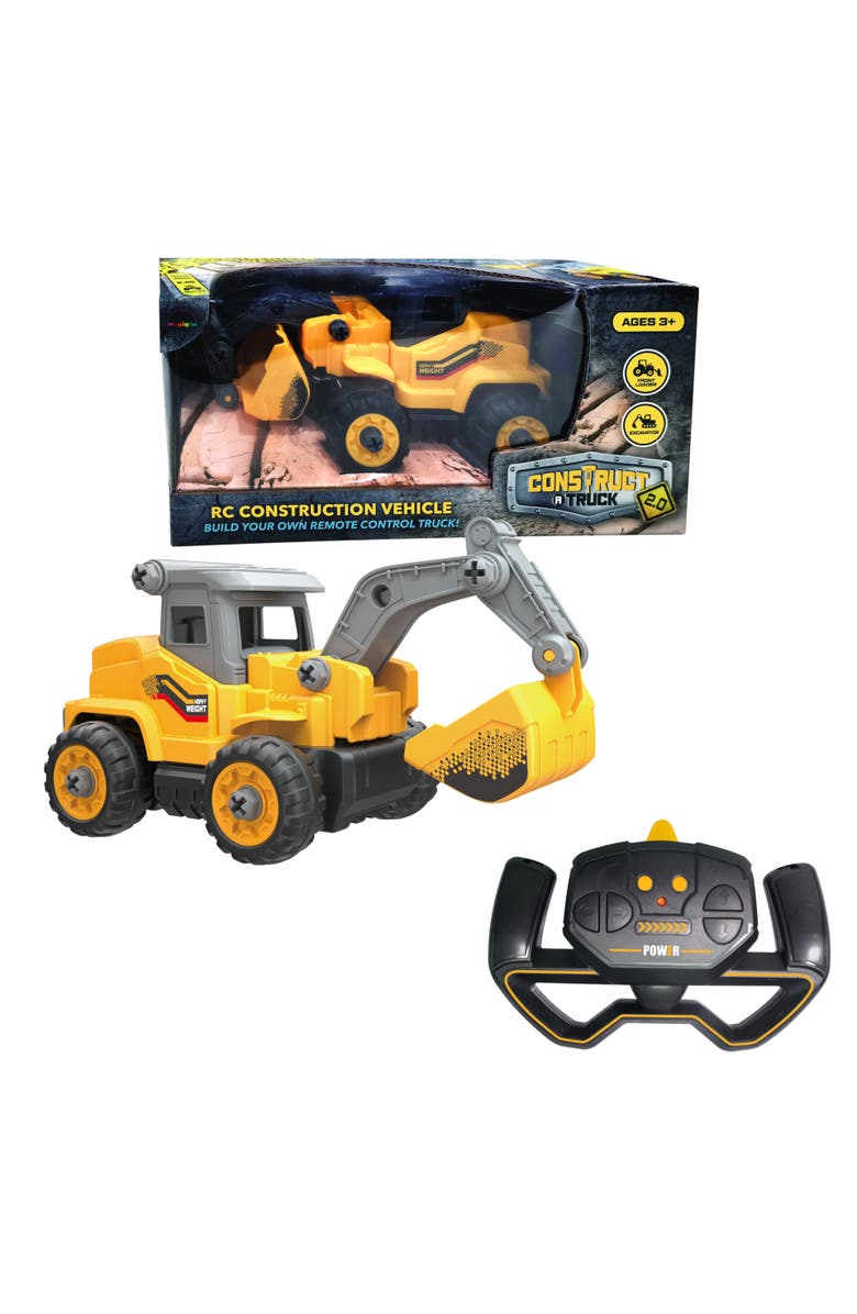 Mukikim Construct A Truck 2.0 Excavator. Remote Control Take Apart Truck Toys For Kids. Educational STEM RC Car Building Set. Electric Digger Assemble Kit & Tool Included, Main, color, Yellow