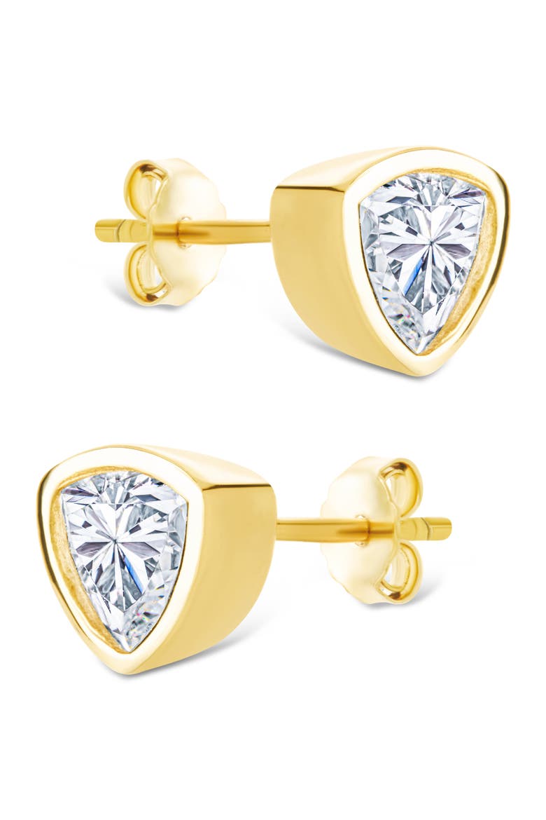 Trillion Cut Cubic Zirconia Stud Earrings, Alternate, color, GOLD