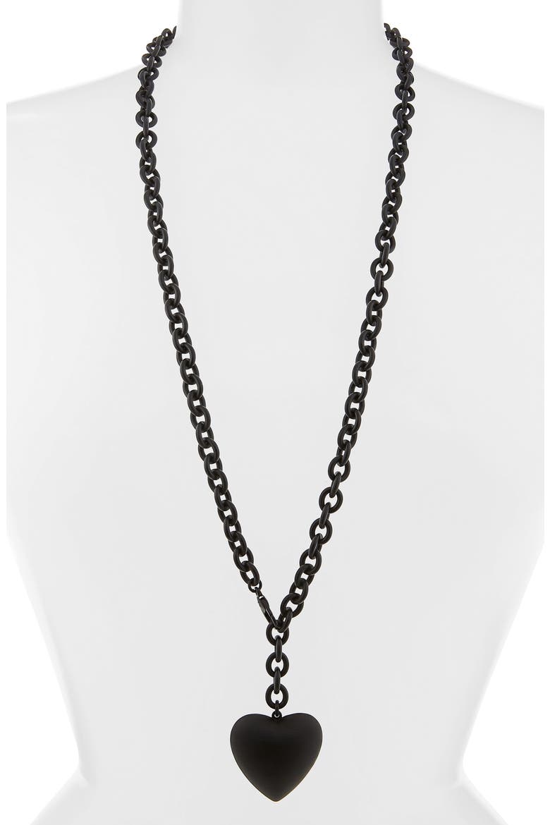The Puffy Heart Necklace, Alternate, color, BLACK
