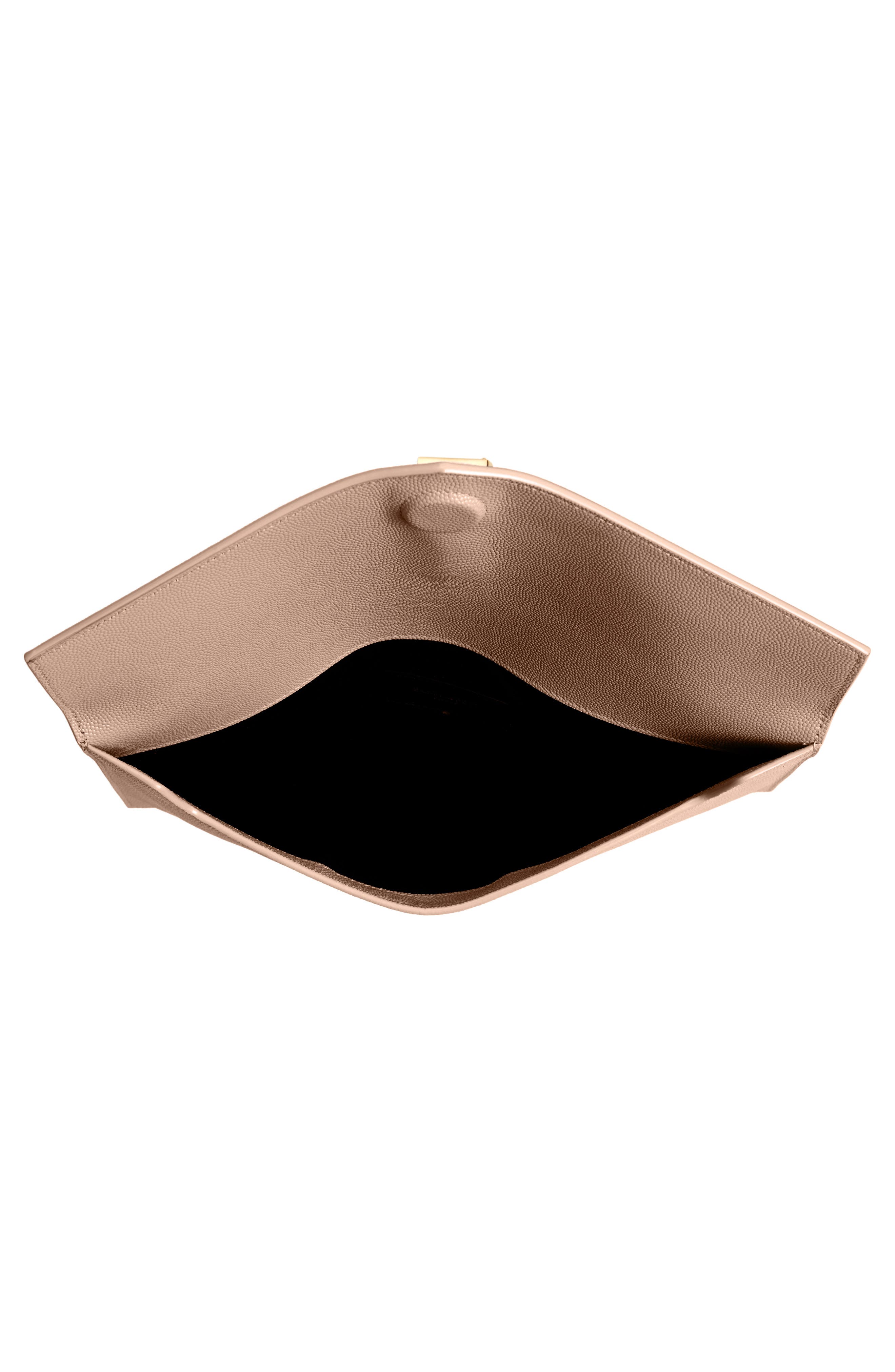 Uptown Calfskin Leather Envelope Clutch, Alternate, color, 2721 DARK BEIGE