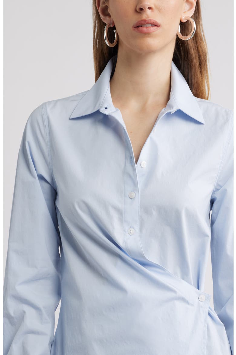 Long Sleeve Wrap Button-Up Shirt, Alternate, color, BLUE DUSK