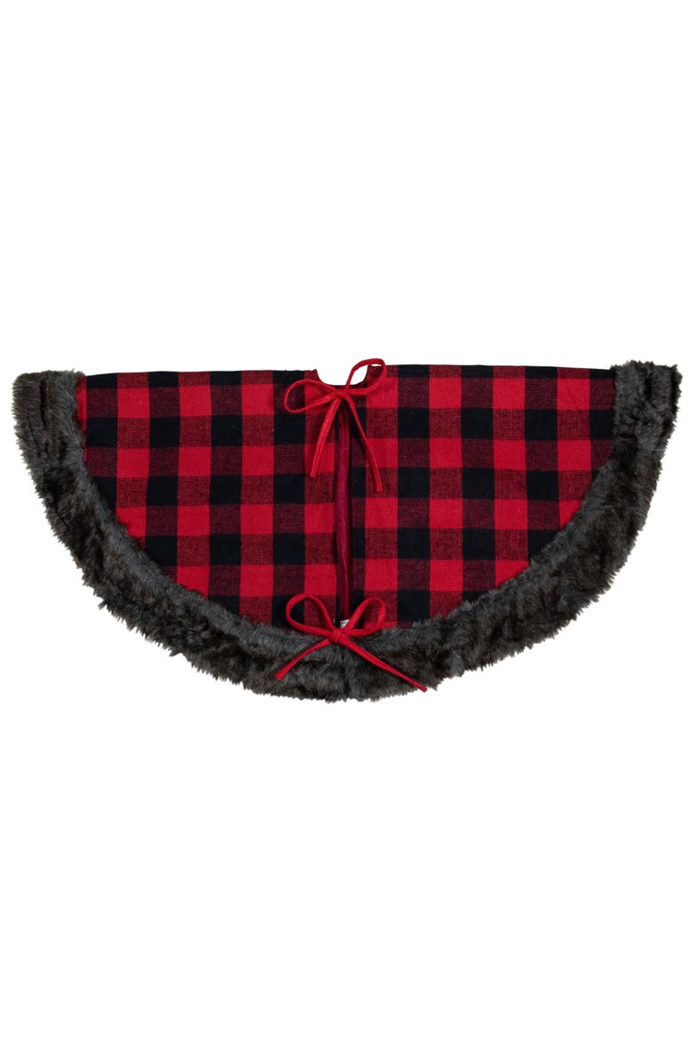 Northlight 48-Inch Red and Black Christmas Tree Skirt with Burlap Snowflake, Alternate, color, Red