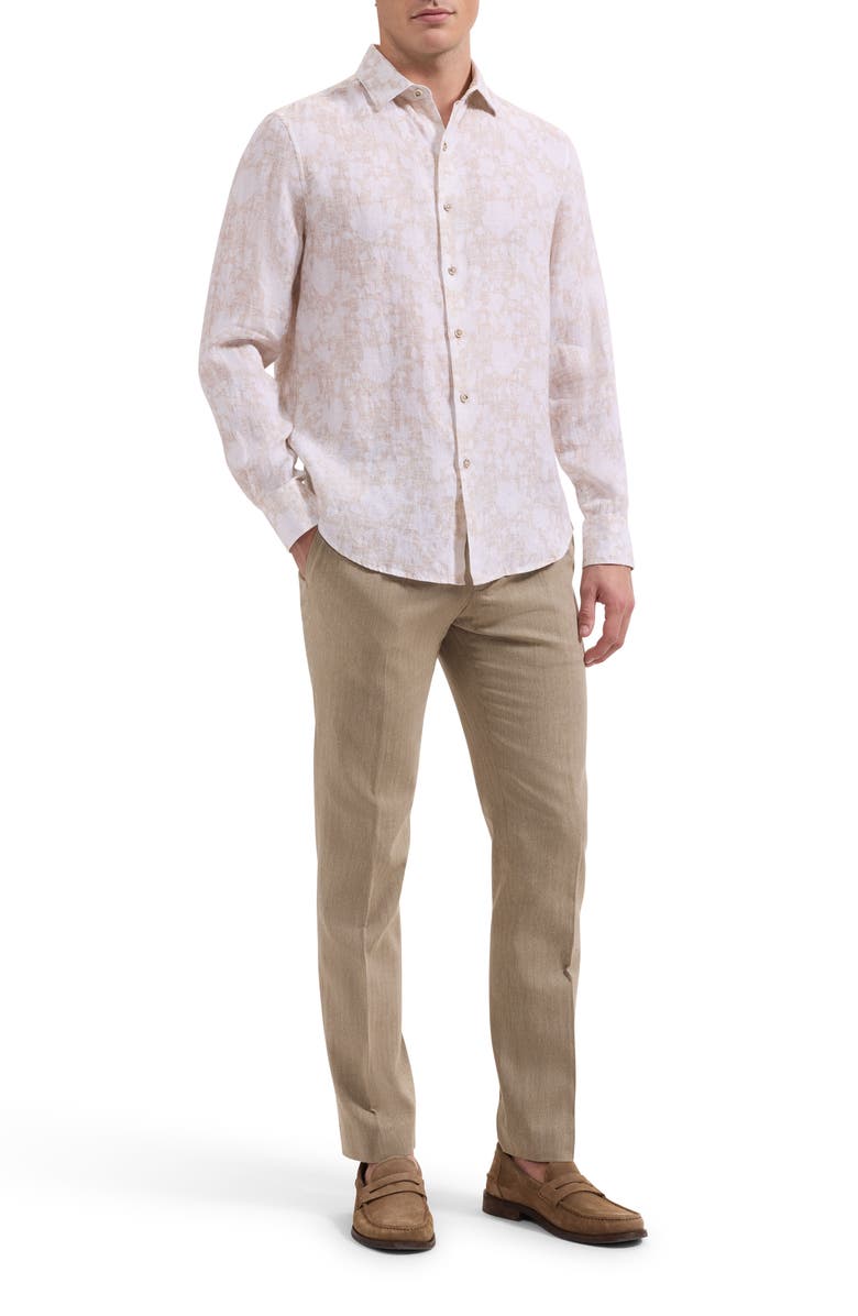Bugatchi Julian Linen Button-Up Shirt, Alternate, color, Desert