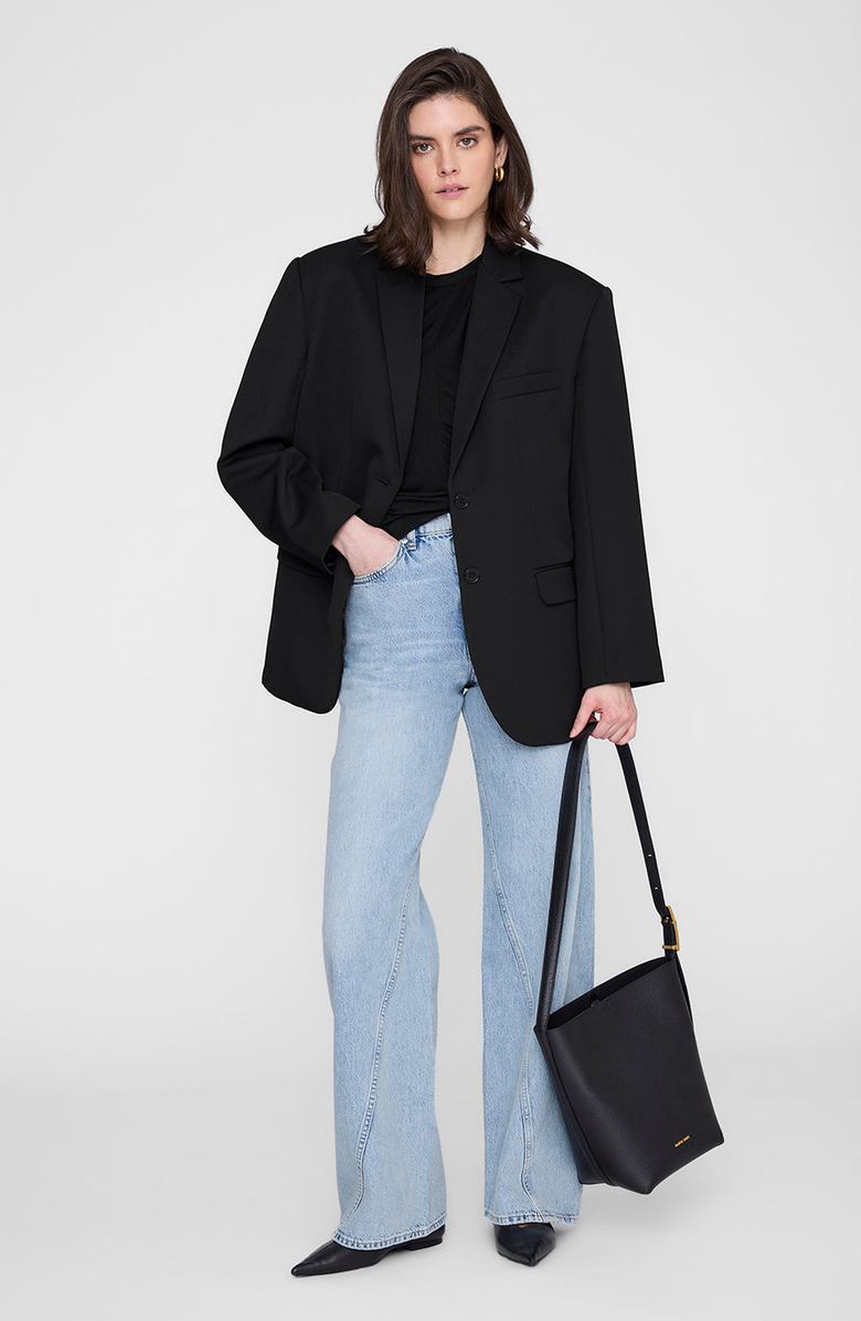 ANINE BING Elly Medium Bucket Bag Grained Leather, Alternate, color, Black