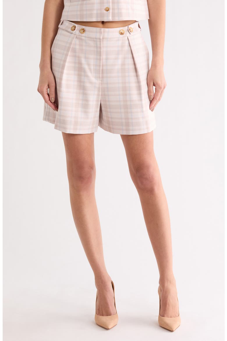 Boswell Plaid Shorts, Main, color, TAUPE/ BLUE PLAID