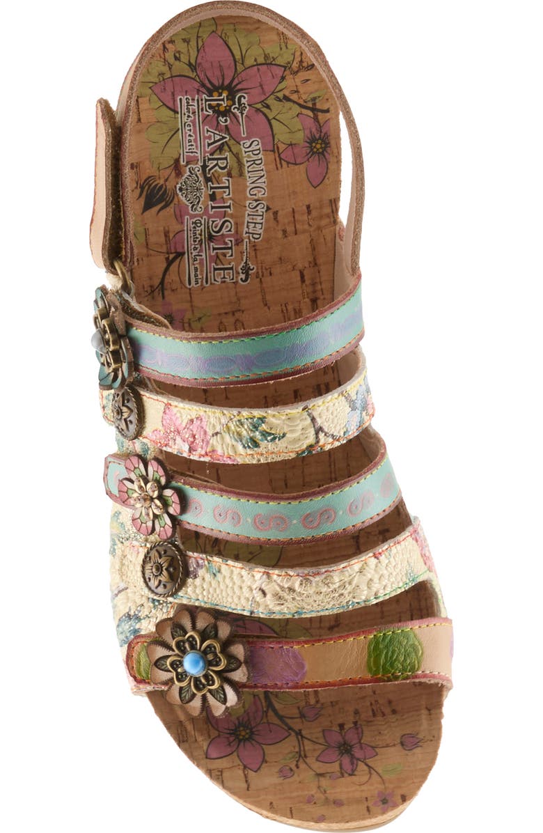 L'Artiste by Spring Step Buckle It Up Strappy Wedge Sandal, Alternate, color, Beige Multi
