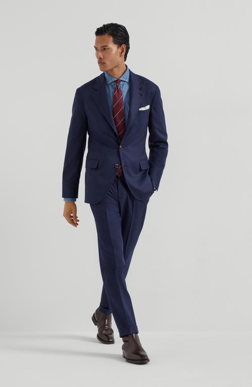 Brunello Cucinelli Leisure Fit Trousers With Pleats In Blue