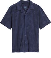 Majestic International Shadow Hibiscus Cotton Blend Terry Cloth Camp Shirt
