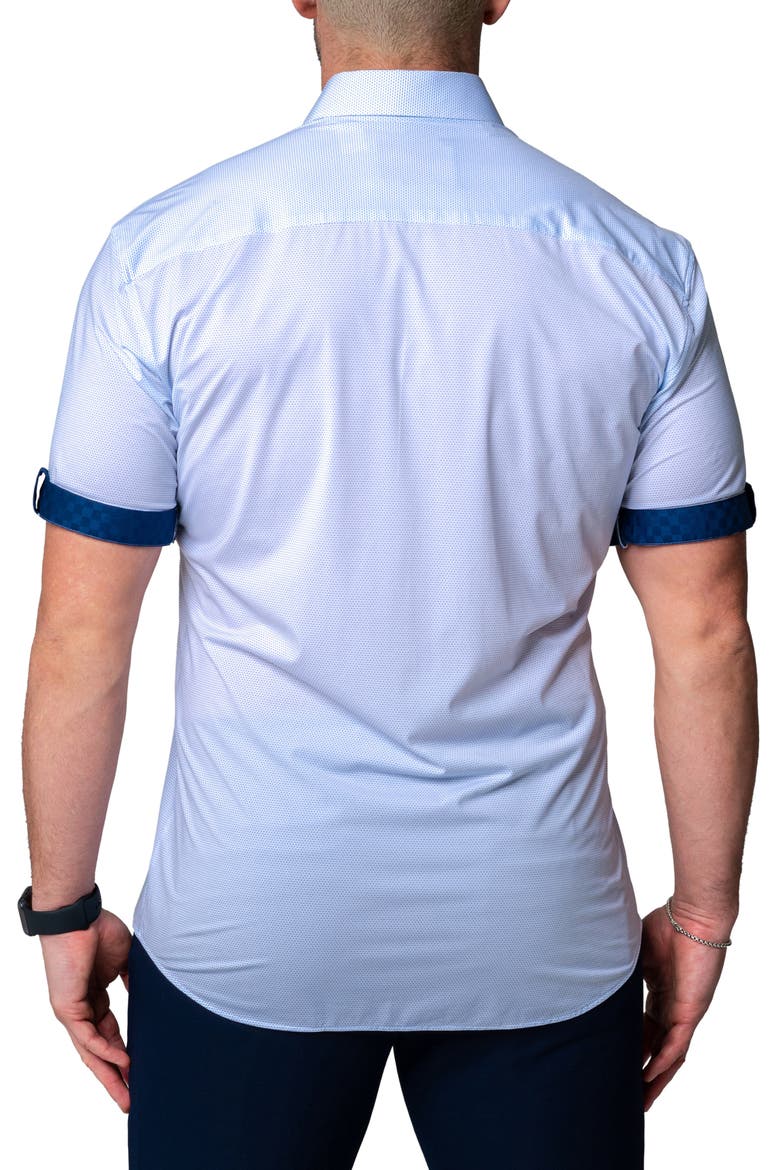 Galileo Chewy Blue Stretch Short Sleeve Button-Up Shirt, Alternate, color, BLUE