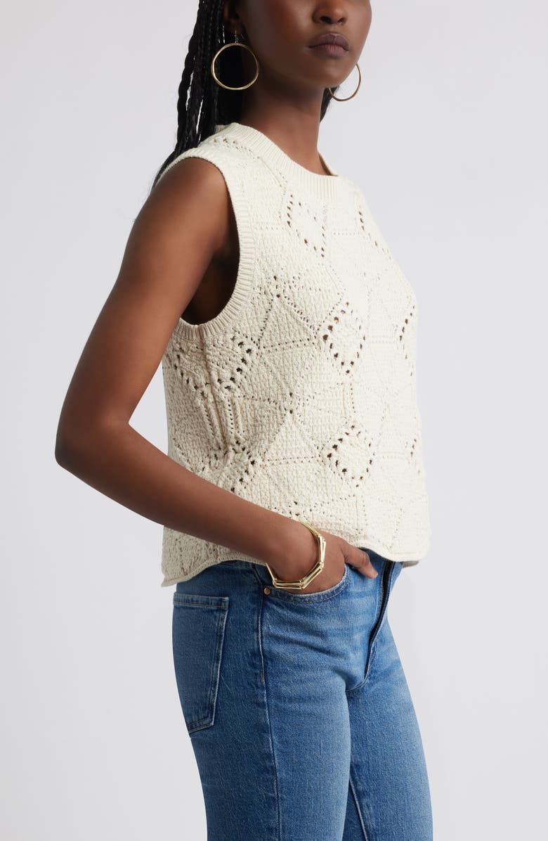 Treasure & Bond Bouclé Pointelle Sweater Vest, Alternate, color, Ivory Dove