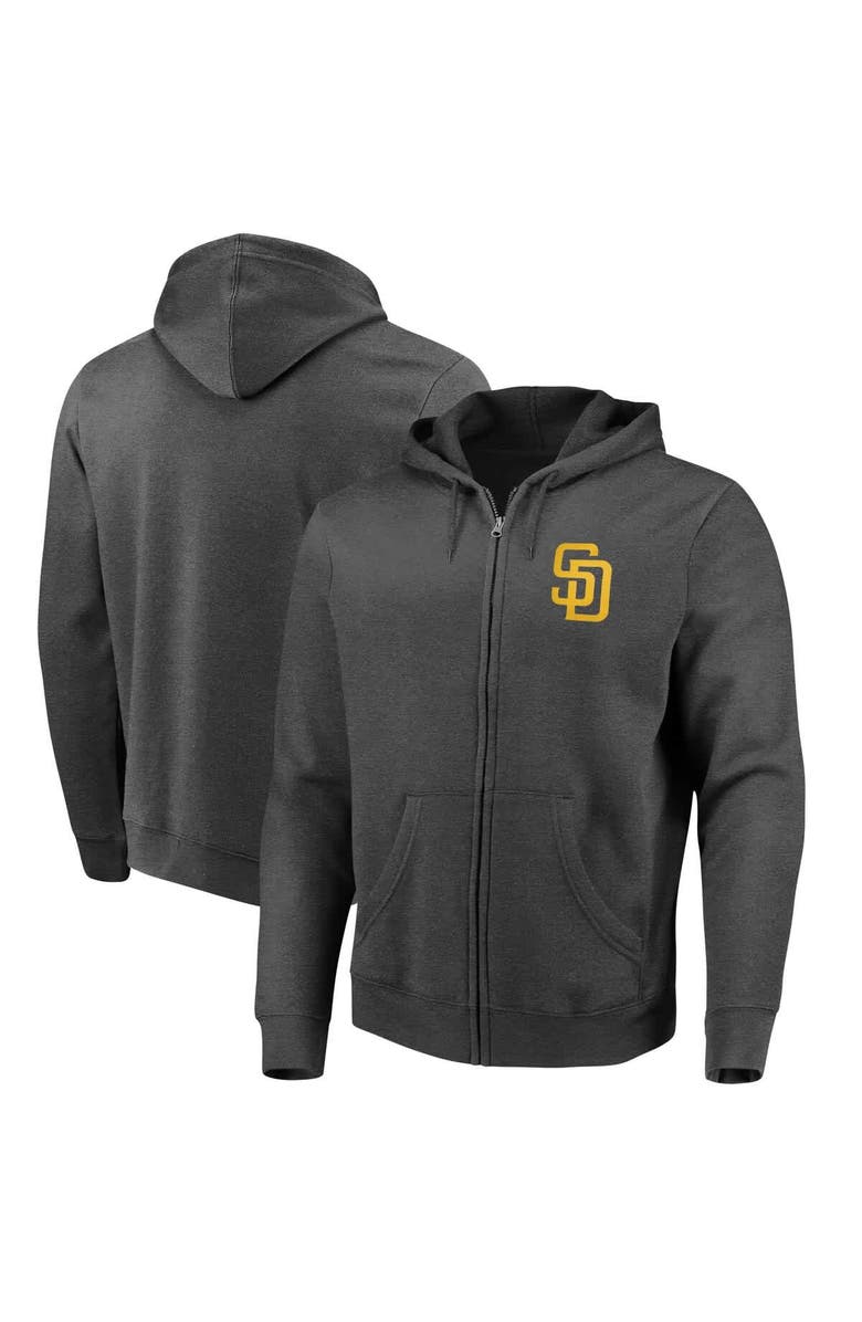 FANATICS Men's Fanatics  Heather Charcoal San Diego Padres Big Gamer Full-Zip Hoodie, Main, color, Heather Charcoal